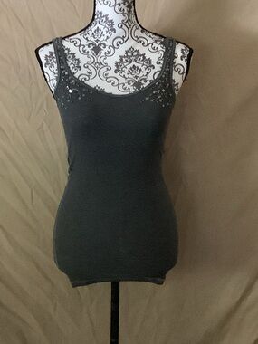 Abercrombie & Fitch Charcoal Embellished Scoop Neck Tank